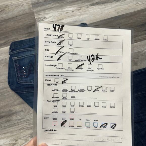 Vintage Y2K 7 For All Mankind Blue Women 27 Rhinestone A Pocket Flared Jeans - Picture 8 of 14